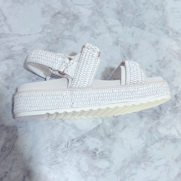 STEVEN MADDEN  WOMENS BIGMONA RAFFIA PLATFORM SANDAL WHITE Sz 8.5 NEW - Picture 7 of 9